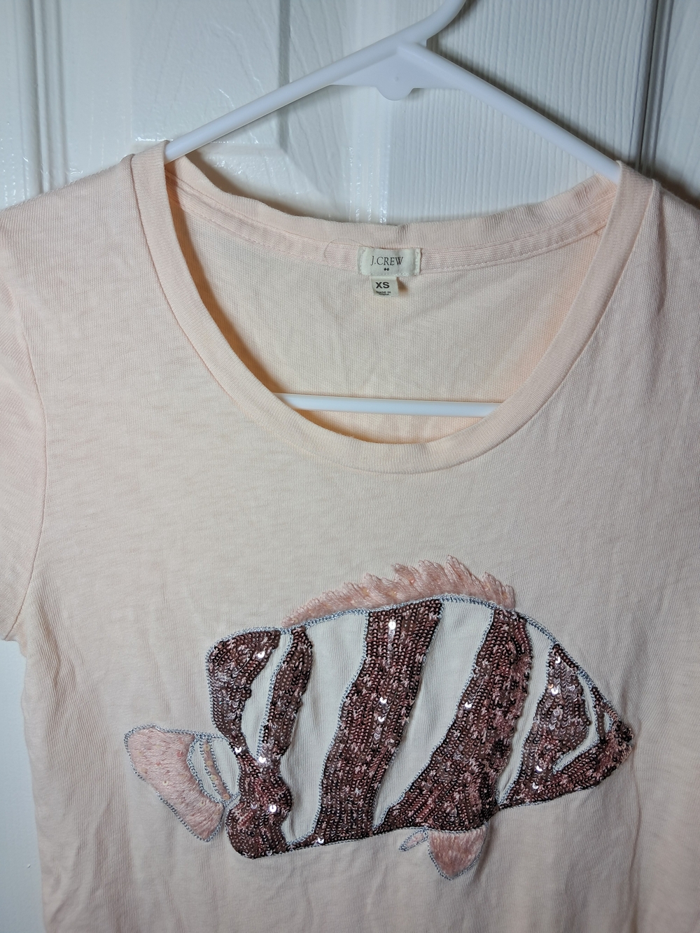 J. Crew Girls' Pale Pink Sequin Fish Tee